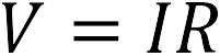 Ohm's law equation showing voltage, current, and resistance.